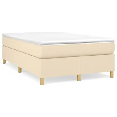 vidaXL Box spring postelja z vzmetnico krem 120x200 cm blago