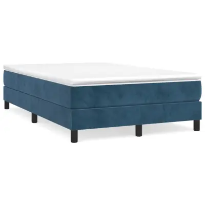 vidaXL Box spring postelja z vzmetnico temno modra 120x200 cm žamet