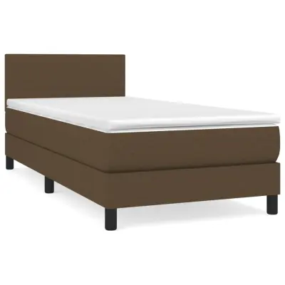 vidaXL Box spring postelja z vzmetnico temno rjava 100x200 cm blago