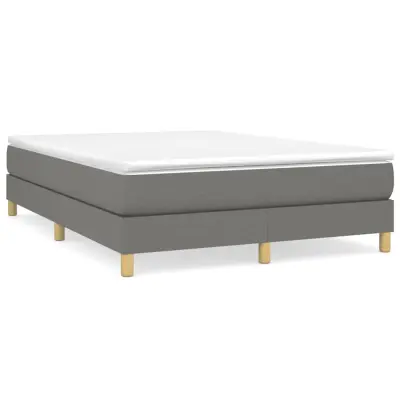 vidaXL Box spring postelja z vzmetnico temno siva 140x200 cm blago