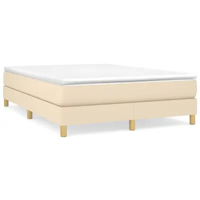 vidaXL Box spring postelja z vzmetnico krem 140x200 cm blago