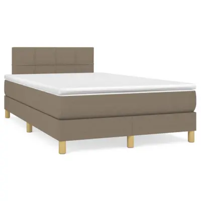 vidaXL Box spring postelja z vzmetnico taupe 120x200 cm blago