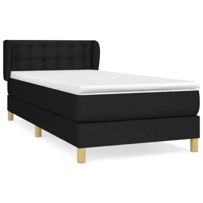 vidaXL Box spring postelja z vzmetnico črna 100x200 cm blago