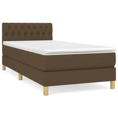 vidaXL Box spring postelja z vzmetnico temno rjava 100x200 cm blago