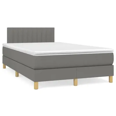 vidaXL Box spring postelja z vzmetnico temno siva 120x200 cm blago