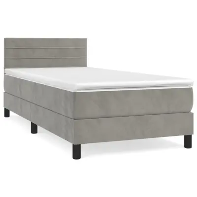 vidaXL Box spring postelja z vzmetnico svetlo siva 80x200 cm žamet