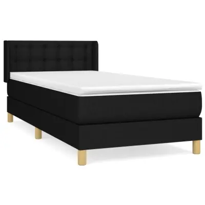 vidaXL Box spring postelja z vzmetnico črn 90x190 cm blago