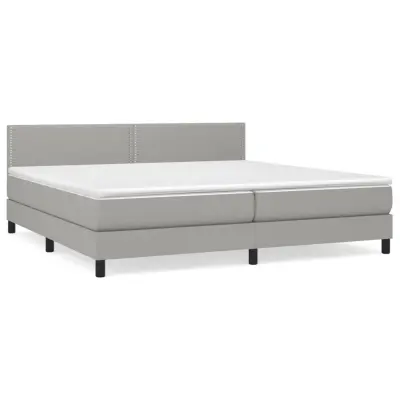 vidaXL Box spring postelja z vzmetnico svetlo siva 200x200 cm blago