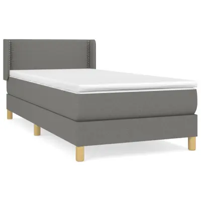 vidaXL Box spring postelja z vzmetnico temno siva 90x200 cm blago