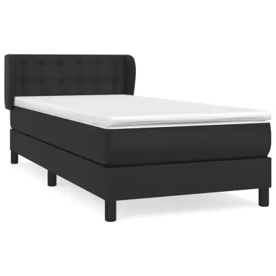 vidaXL Box spring postelja z vzmetnico črna 90x190 cm umetno usnje