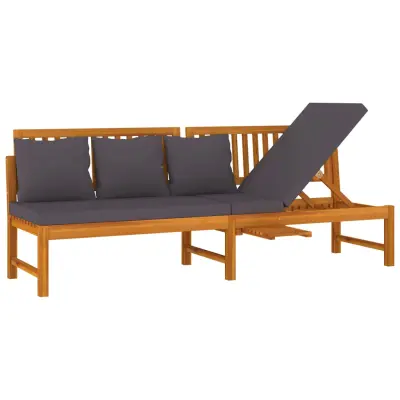 vidaXL Dnevna postelja s sivo blazino 200x60x75 cm akacijev les