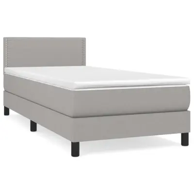 vidaXL Box spring postelja z vzmetnico svetlo siva 90x190 cm blago