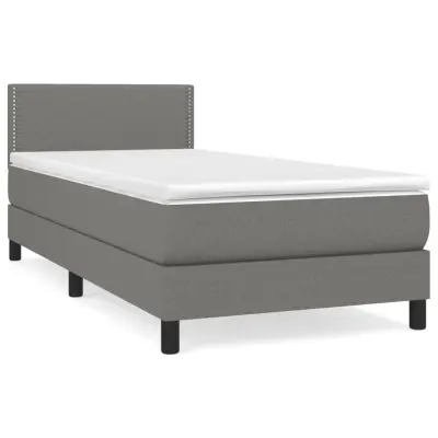 vidaXL Box spring postelja z vzmetnico temno siva 90x190 cm blago