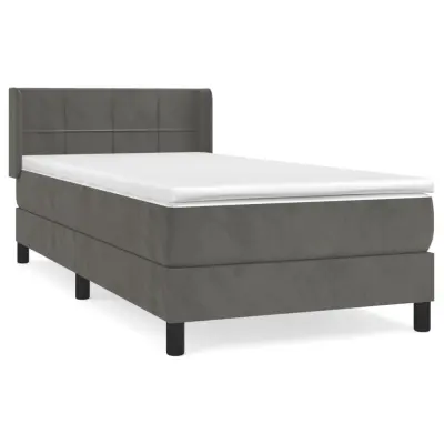 vidaXL Box spring postelja z vzmetnico temno siva 80x200 cm žamet