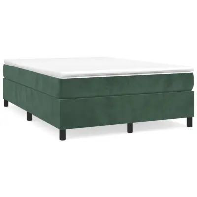 vidaXL Box spring postelja z vzmetnico temno zelena 140x200 cm žamet