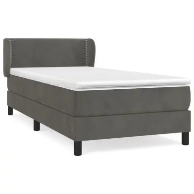 vidaXL Box spring postelja z vzmetnico temno siva 100x200 cm žamet