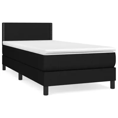 vidaXL Box spring postelja z vzmetnico črna 90x200 cm blago