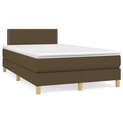 vidaXL Box spring postelja z vzmetnico temno rjav 120x200 cm blago