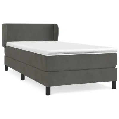vidaXL Box spring postelja z vzmetnico temno siv 90x190 cm žamet