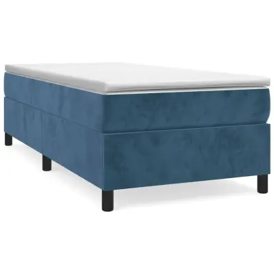 vidaXL Box spring postelja z vzmetnico temno modra 90x200 cm žamet