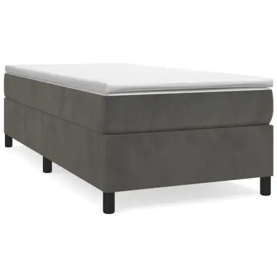 vidaXL Box spring postelja z vzmetnico temno siva 90x200 cm žamet