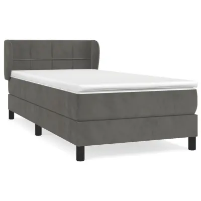 vidaXL Box spring postelja z vzmetnico temno siv 90x190 cm žamet