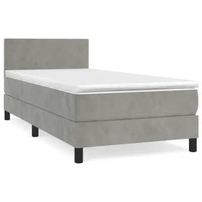vidaXL Box spring postelja z vzmetnico svetlo siva 80x200 cm žamet