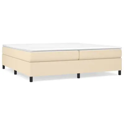 vidaXL Box spring postelja z vzmetnico krem 200x200 cm blago