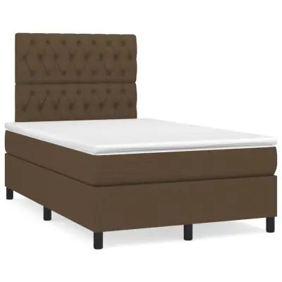 vidaXL Box spring postelja z vzmetnico temno rjav 120x200 cm blago