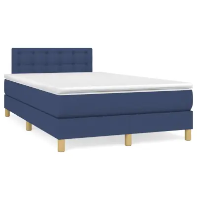 vidaXL Box spring postelja z vzmetnico moder 120x200 cm blago