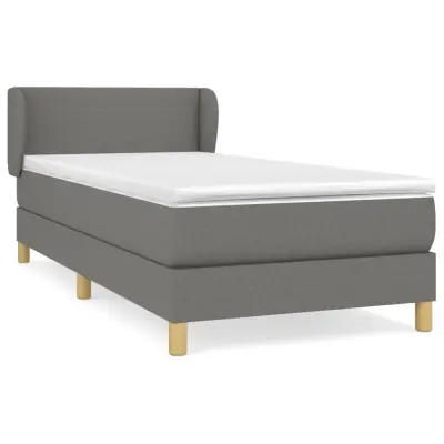 vidaXL Box spring postelja z vzmetnico temno siva 100x200 cm blago