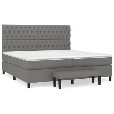 vidaXL Box spring postelja z vzmetnico temno siva 200x200 cm blago