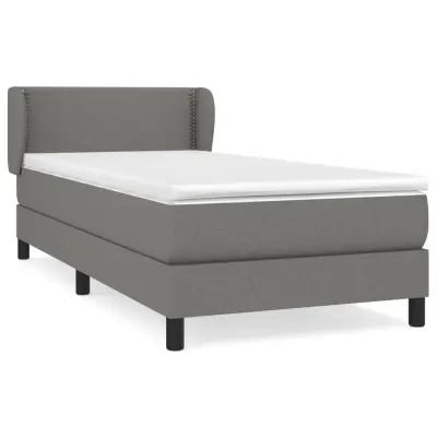 vidaXL Box spring postelja z vzmetnico temno siva 90x200 cm blago