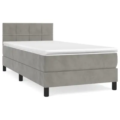 vidaXL Box spring postelja z vzmetnico svetlo siva 80x200 cm žamet