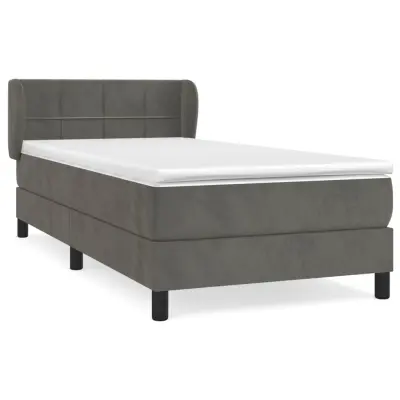 vidaXL Box spring postelja z vzmetnico temno siva 80x200 cm žamet