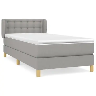 vidaXL Box spring postelja z vzmetnico svetlo siva 80x200 cm blago