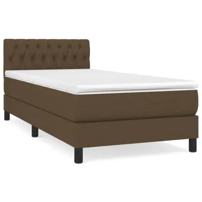 vidaXL Box spring postelja z vzmetnico temno rjava 90x200 cm blago