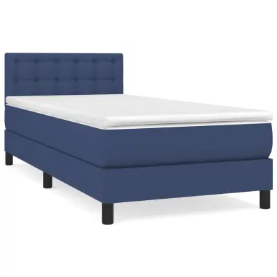 vidaXL Box spring postelja z vzmetnico modra 100x200 cm blago