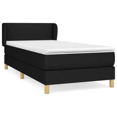 vidaXL Box spring postelja z vzmetnico črna 100x200 cm blago