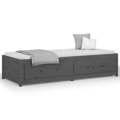 vidaXL Dnevna postelja siva 90x200 cm trdna borovina