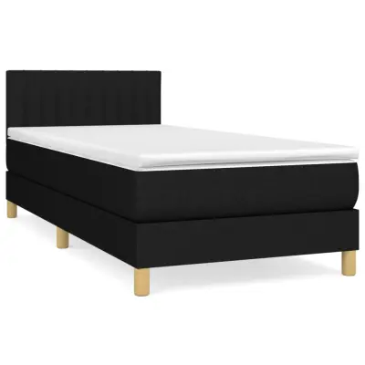 vidaXL Box spring postelja z vzmetnico črna 100x200 cm blago