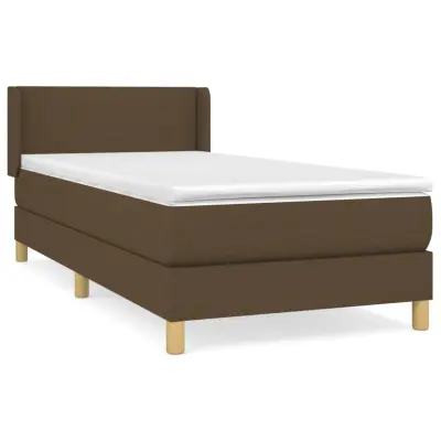 vidaXL Box spring postelja z vzmetnico temno rjava 100x200 cm blago