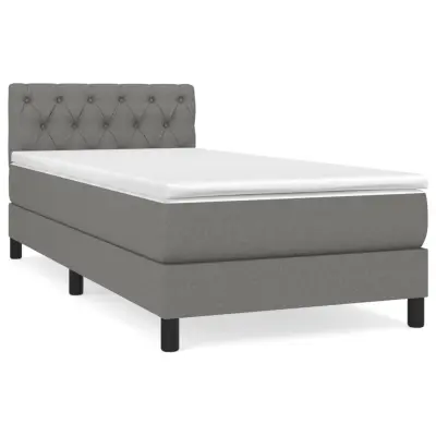 vidaXL Box spring postelja z vzmetnico temno siva 80x200 cm blago