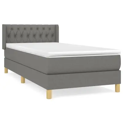 vidaXL Box spring postelja z vzmetnico temno siva 90x190 cm blago