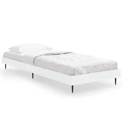 vidaXL Posteljni okvir bel 75x190 cm inženirski les