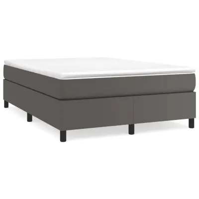 vidaXL Box spring postelja z vzmetnico siva 140x190 cm umetno usnje