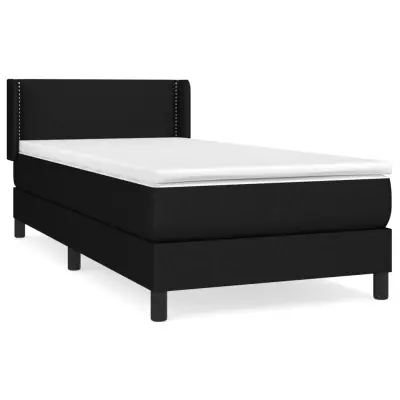 vidaXL Box spring postelja z vzmetnico črna 100x200 cm blago