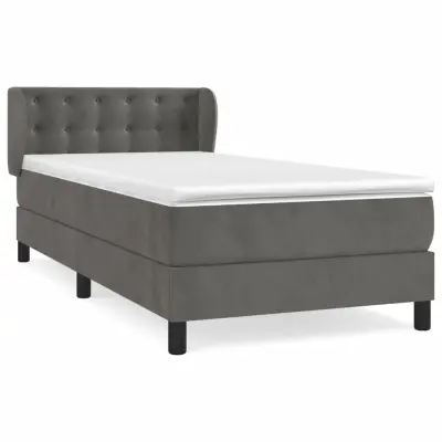 vidaXL Box spring postelja z vzmetnico temno siva 80x200 cm žamet