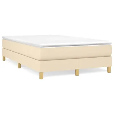 vidaXL Box spring postelja z vzmetnico krem 120x200 cm blago