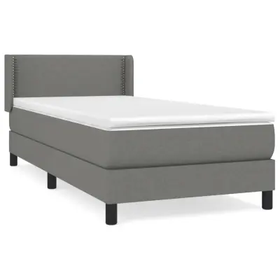vidaXL Box spring postelja z vzmetnico temno siva 90x200 cm blago
